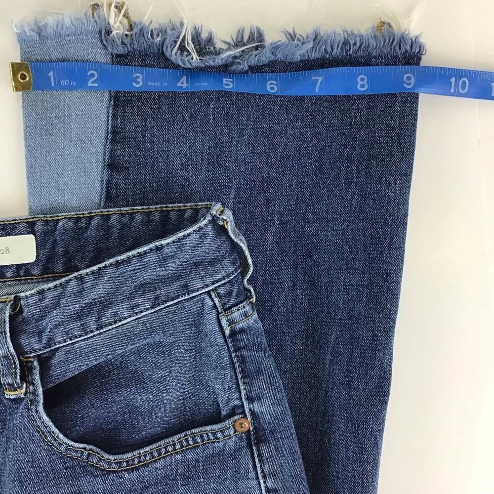 Anthropologie Pilcro and the Letterpress High Rise Two Tone Flare Crop Jeans 28